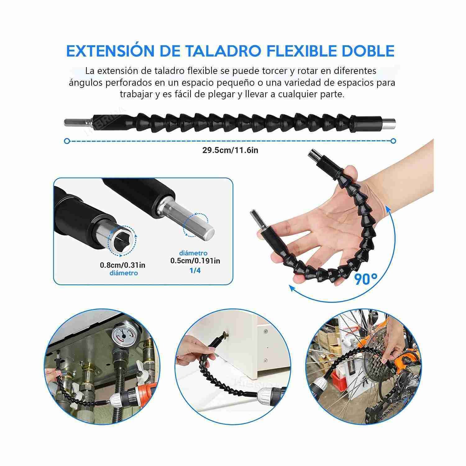 TALADRO ATORNILLADOR 20V + EXTENSOR FLEXIBLE DADOS PUNTAS 23 ACCESORIOS - Imagen 2