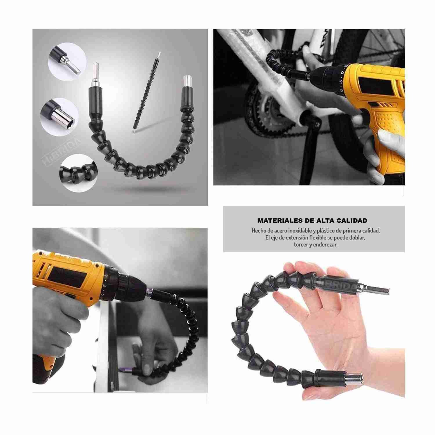 TALADRO ATORNILLADOR 20V + EXTENSOR FLEXIBLE DADOS PUNTAS 23 ACCESORIOS - Imagen 3