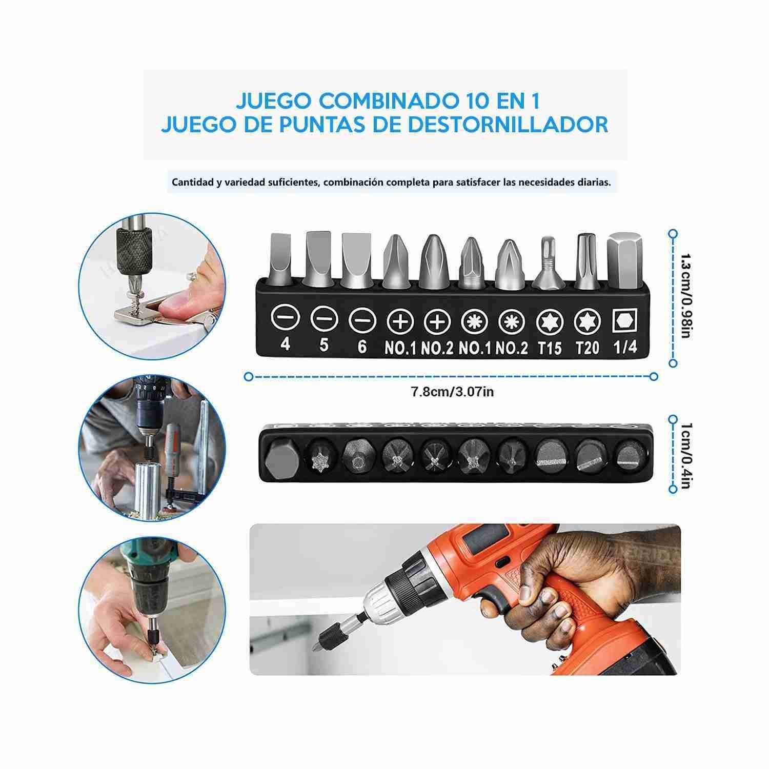 TALADRO ATORNILLADOR 20V + EXTENSOR FLEXIBLE DADOS PUNTAS 23 ACCESORIOS - Imagen 4