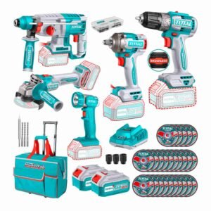 Atornillador + Amoladora + Rotomartillo +linterna 20v- Total