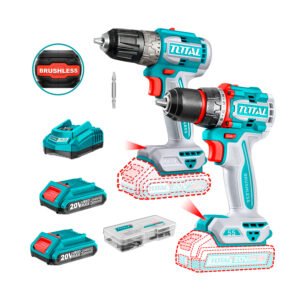 Combo Taladro 55nm + Taladro 52nm Brushless + 2bats + 47accs