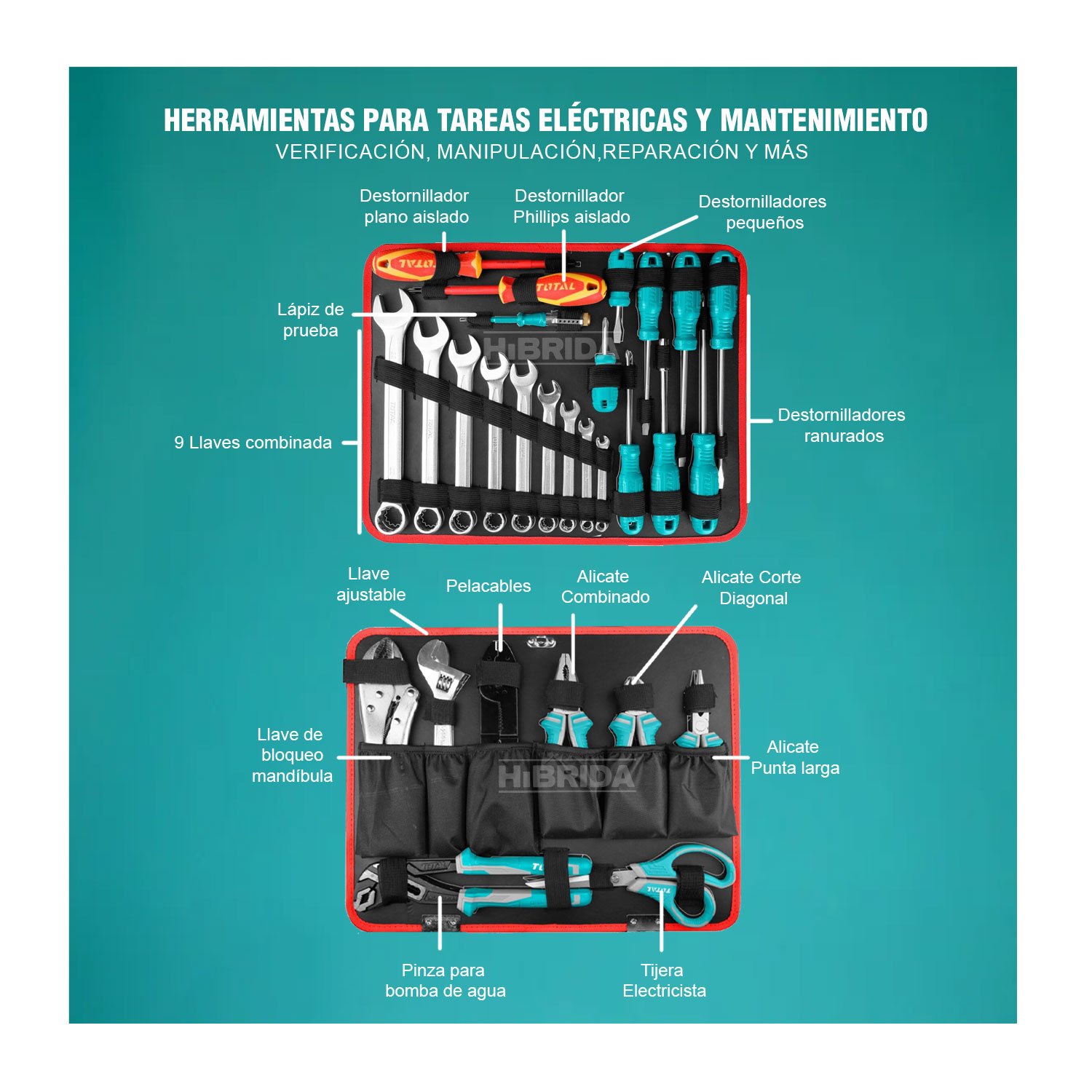 Juego Herramientas Manuales X 147 Pzas Maleta Aluminio Total - Imagen 5