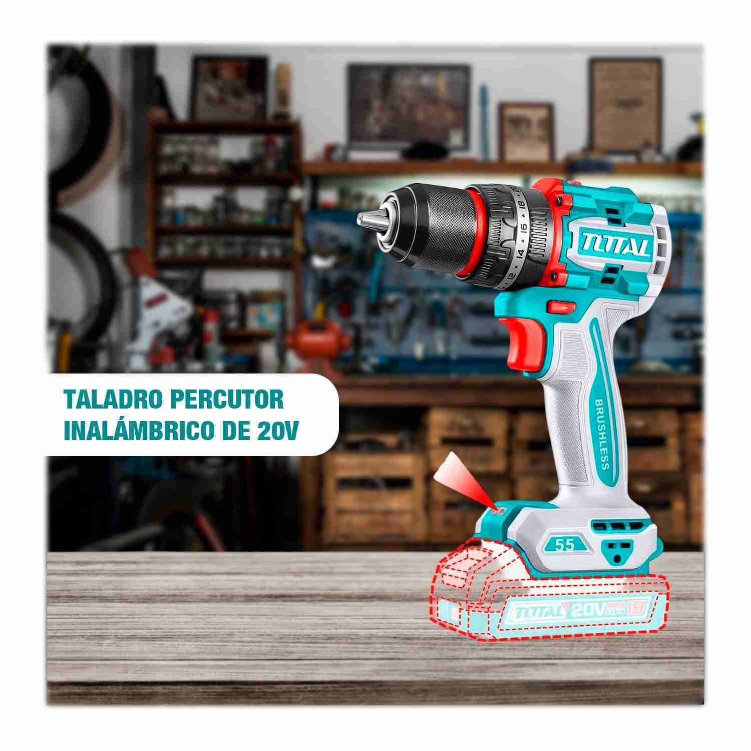 Taladro Atornillador Percutor 20v Brushless Total Tidli205581 - Imagen 6
