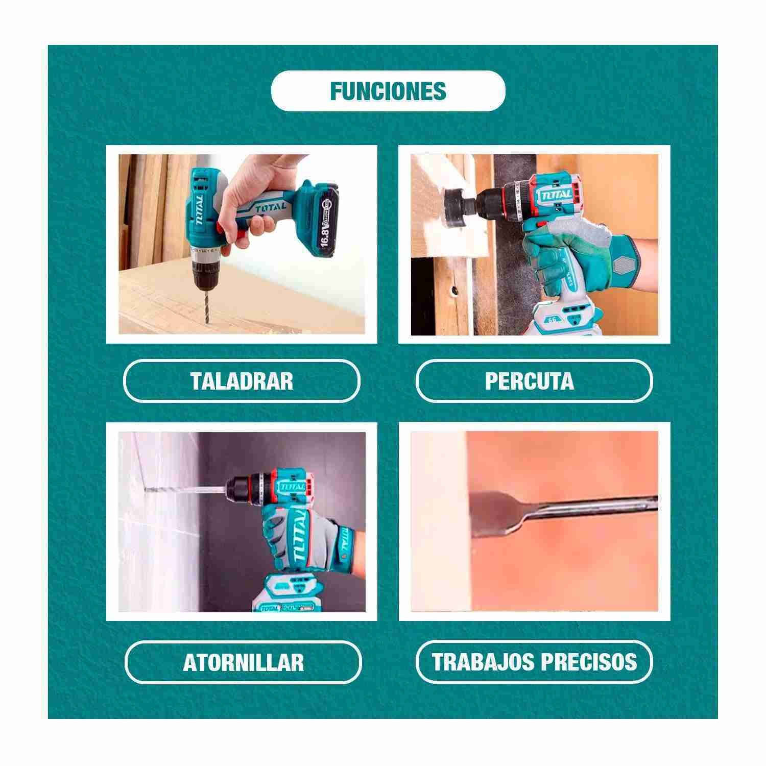 Taladro Atornillador Percutor 20v Brushless Total Tidli205581 - Imagen 8