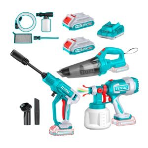 MEGA COMBO PISTOLA DE PINTAR+HIDROLAVADORA+ASPIRADORA+2BAT