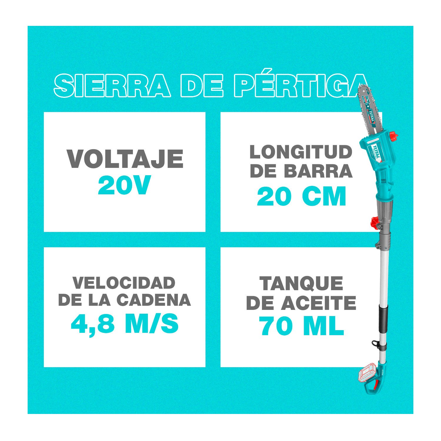 Combo Cortasetos + Sierra Extendible + 1bat 20ah + Cargador - Imagen 5