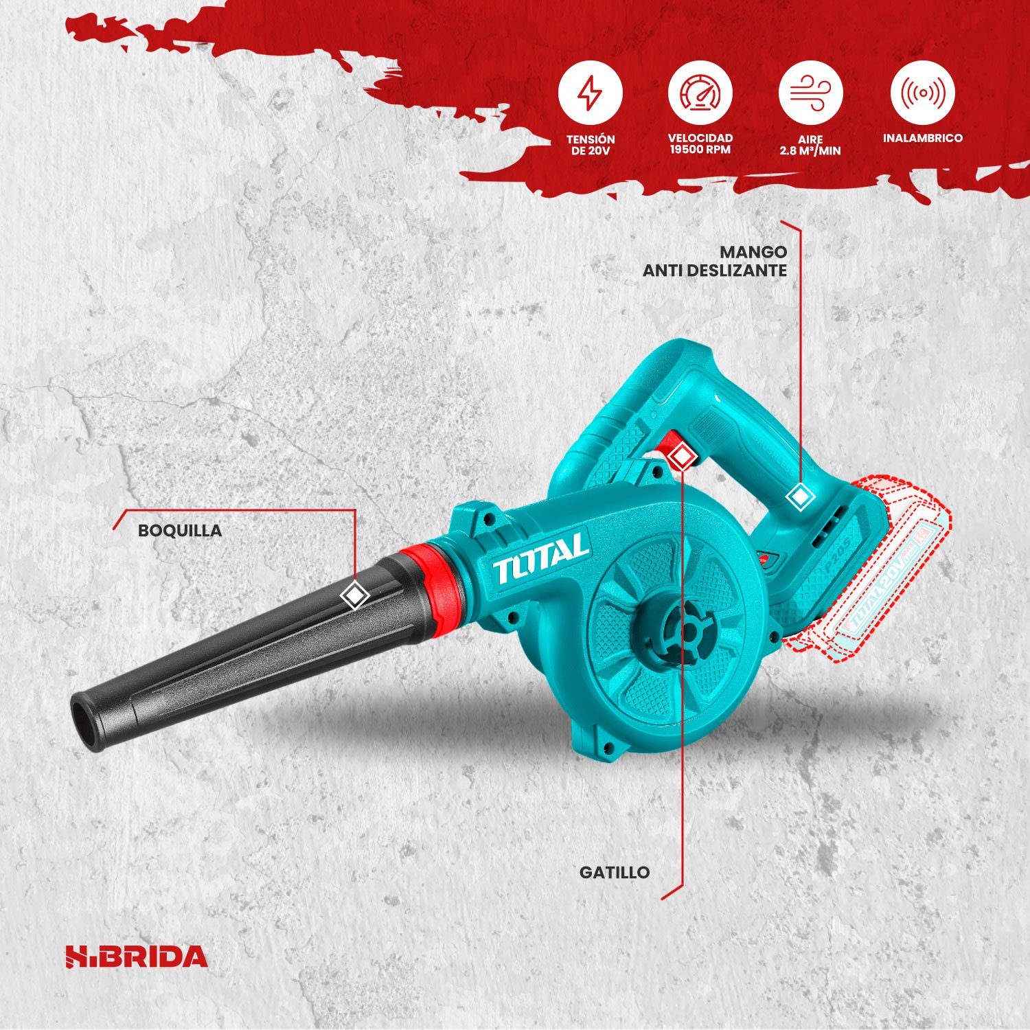 Sopladora De Aire Inalámbrica 20v Brushless Total - Imagen 3