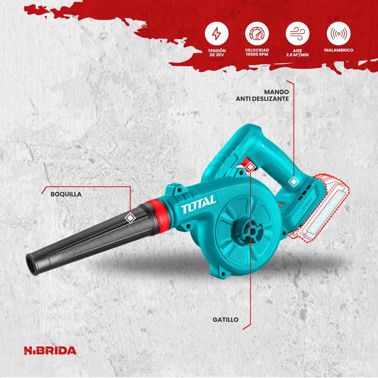 Sopladora De Aire Inalámbrica + Aspiradora 20v Brushless - Imagen 3