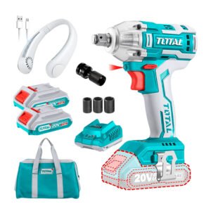 Llave De Impacto 300Nm + Adaptador Para Atornillar con Bat./Carg. + Ventilador Portátil