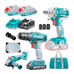 Llave de Impacto 300Nm + Amoladora Angular 8500RPM + Taladro Atornillador 45Nm + Reflector Solar 5v