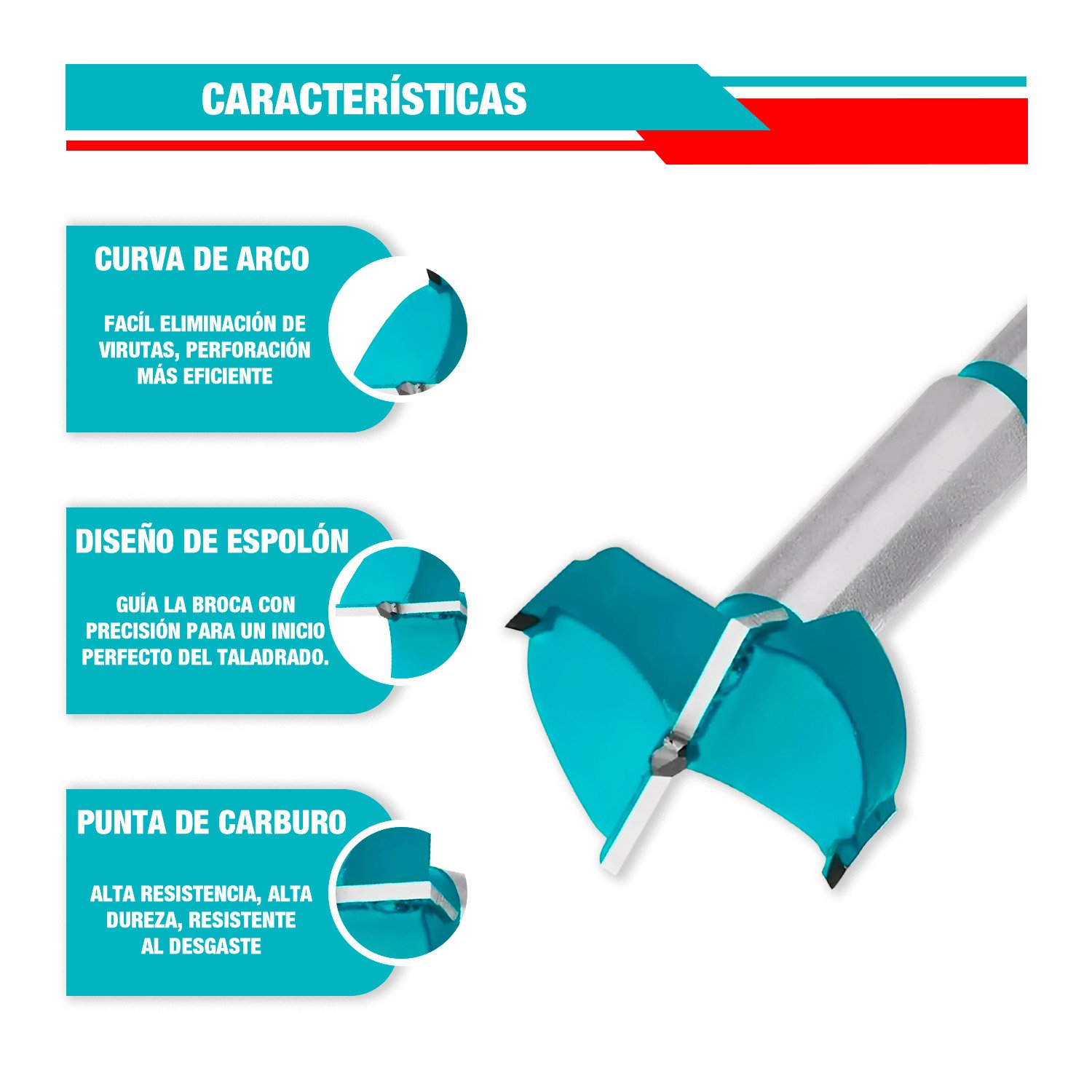 Combo Broca Forstner + 4bisagras Bidimensionales 110° Madera - Imagen 2