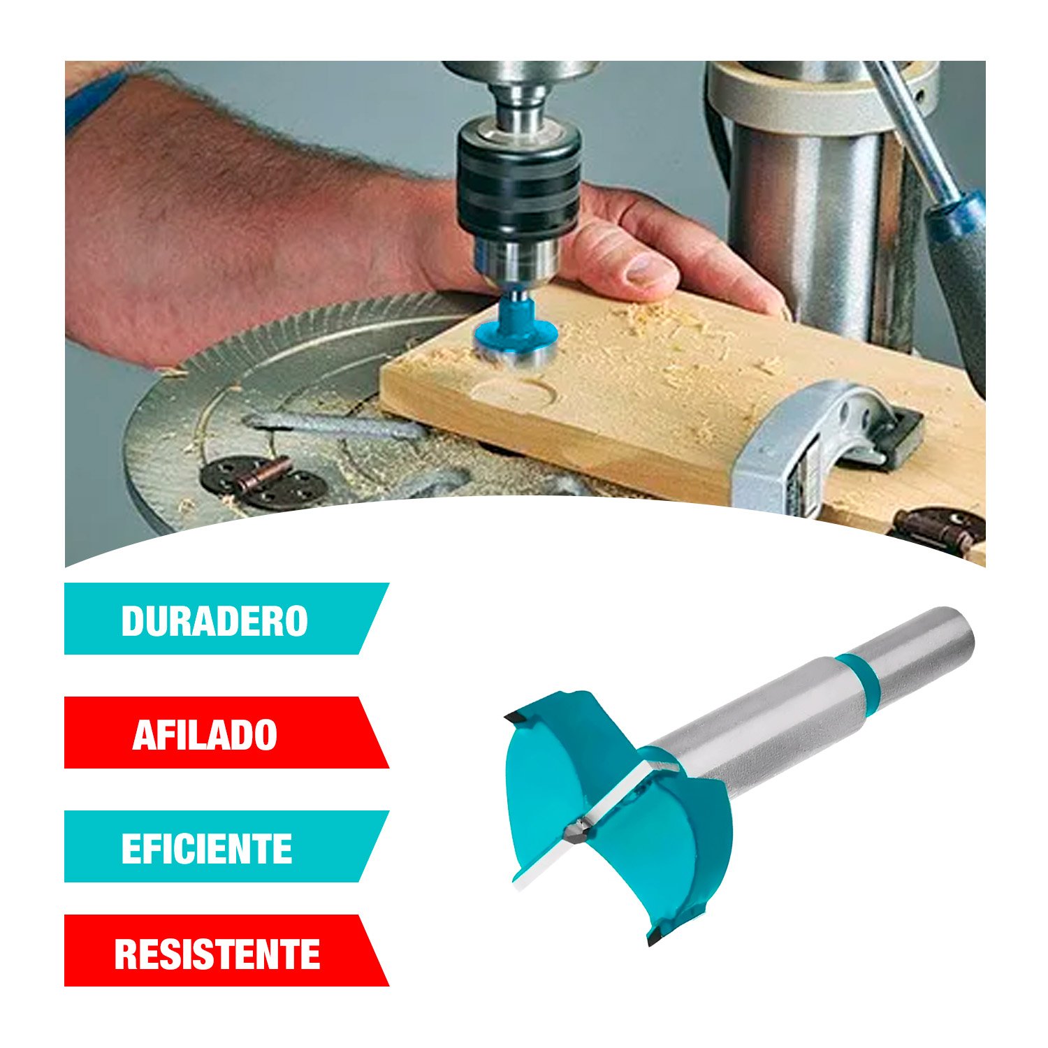 Combo Broca Forstner + 4bisagras Bidimensionales 110° Madera - Imagen 6