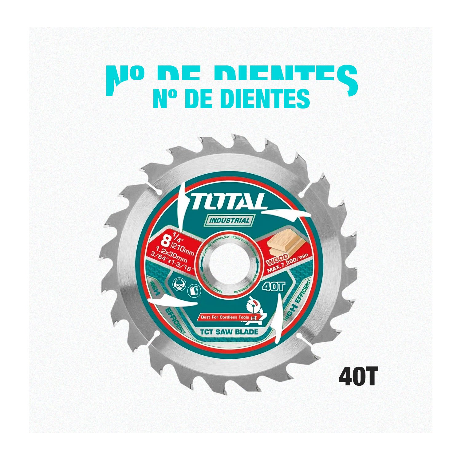 Disco Sierra Circular Total 210mm 40t Dientes Profesional - Imagen 4