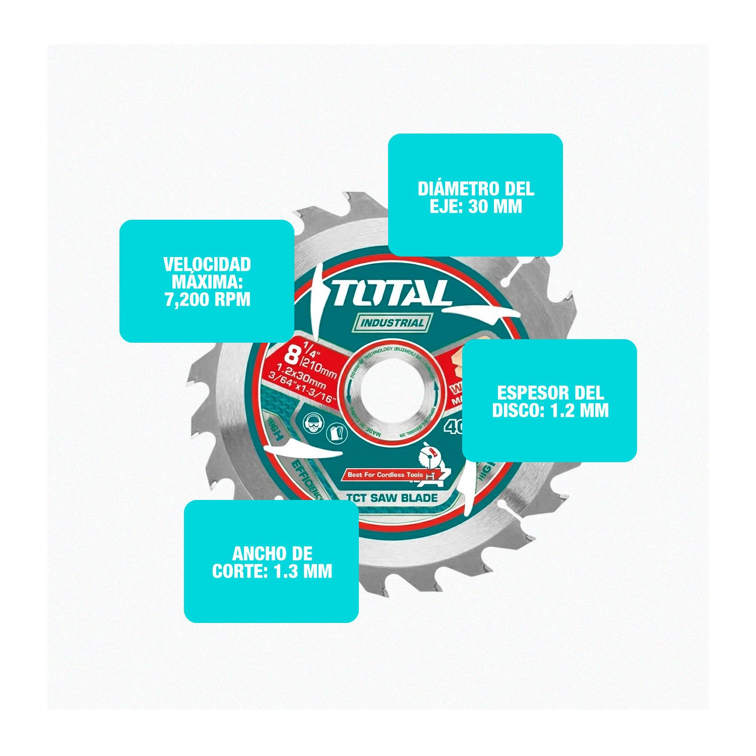Disco Sierra Circular Total 210mm 40t Dientes Profesional - Imagen 5