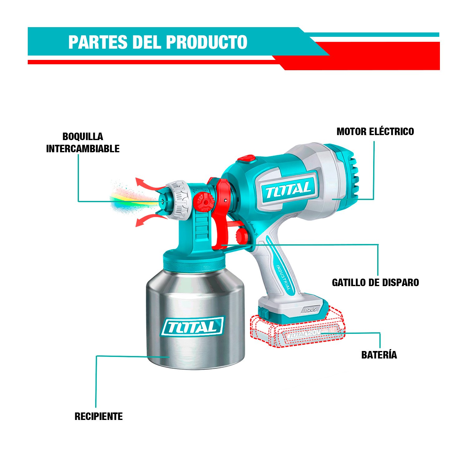 Pistola De Pintar 800ml Inlámbrica 20v Con Bat./ Carg. Total - Imagen 7