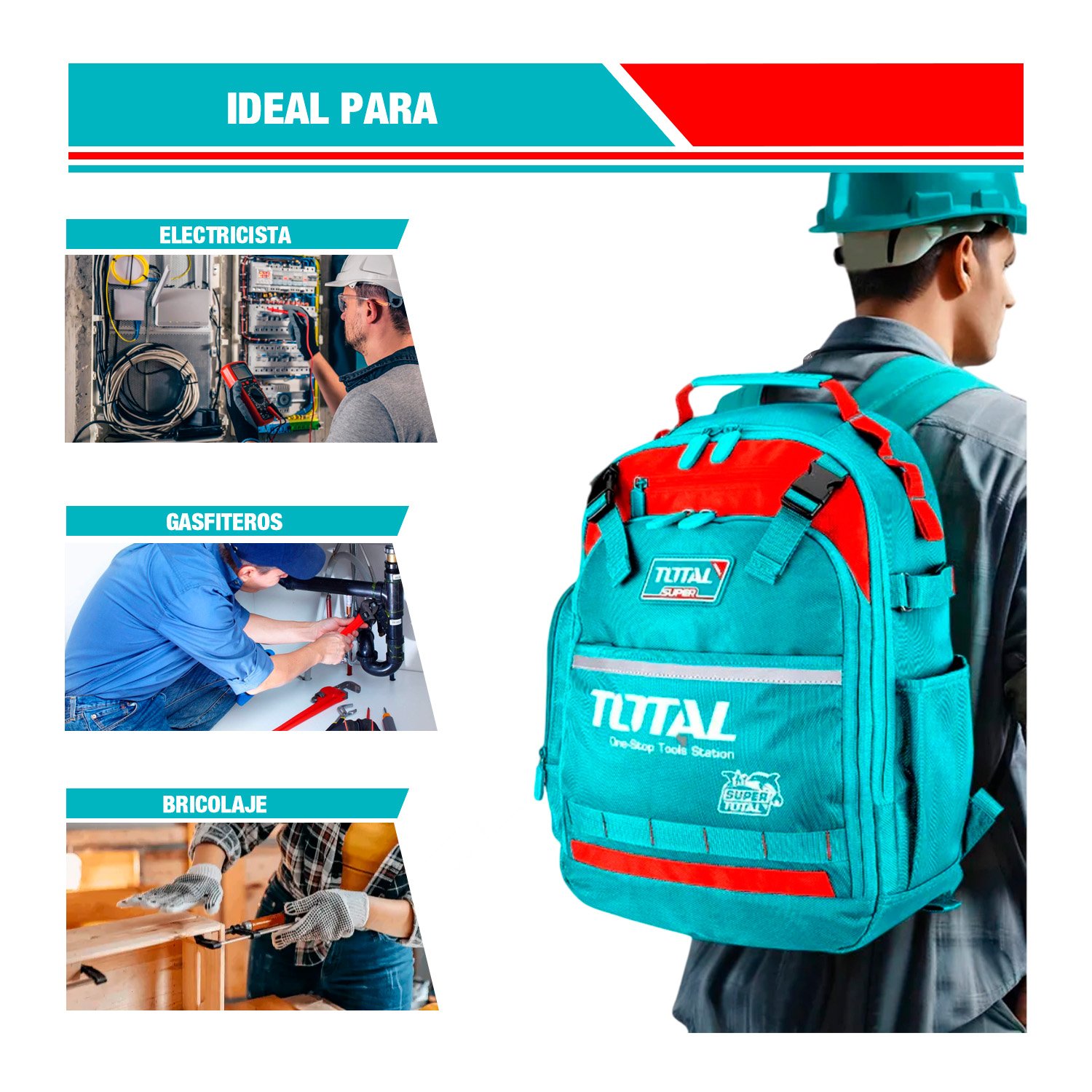 Mochila Porta Herramientas Máx.8 Kg Bolsillos Exter./inter. - Imagen 7