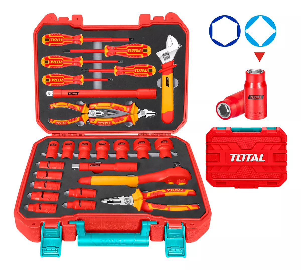 Herramientas Dielectricas en Maleta Juego de herramientas manuales aisladas 26PCS 1000V,Certificación VDE/GS