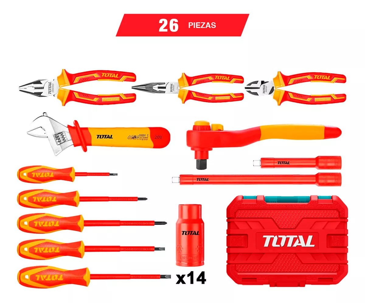Herramientas Dielectricas en Maleta Juego de herramientas manuales aisladas 26PCS 1000V,Certificación VDE/GS - Imagen 2