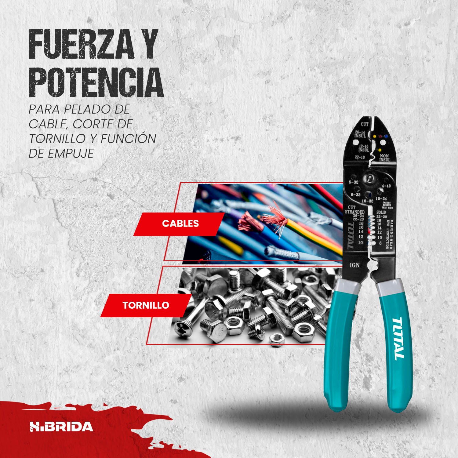 Alicate Pelacables 8.5'' Corta Cable Multifunción TOTAL - THT15851 - Imagen 4