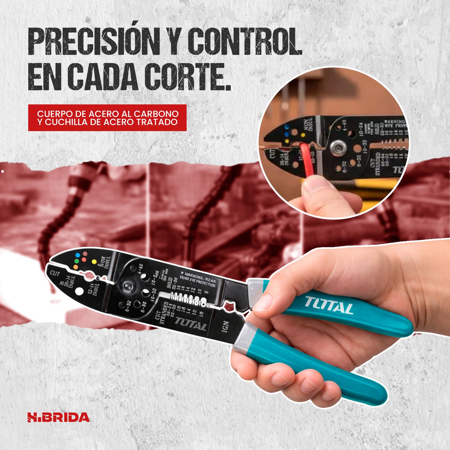 Alicate Pelacables 8.5'' Corta Cable Multifunción TOTAL - THT15851 - Imagen 6
