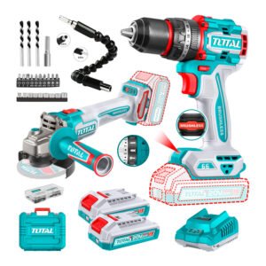 Taladro Percutor 66nm+ Amoladora 115mm Brushless+ Extensor Turquesa 50/60hz