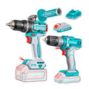 COMBO 2 TALADROS TOTAL PERCUTOR BRUSHLESS + TALADRO ESTÁNDAR TURQUESA