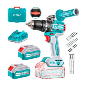 Taladro Percutor Inalámbrico Total 20v + 2 baterías 4.0ah + Accesorios