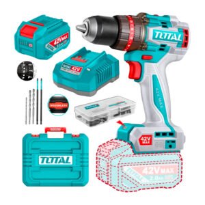 Taladro Percutor Total 69nm + 1bat 42v 2.0ah +maletín+ Accs