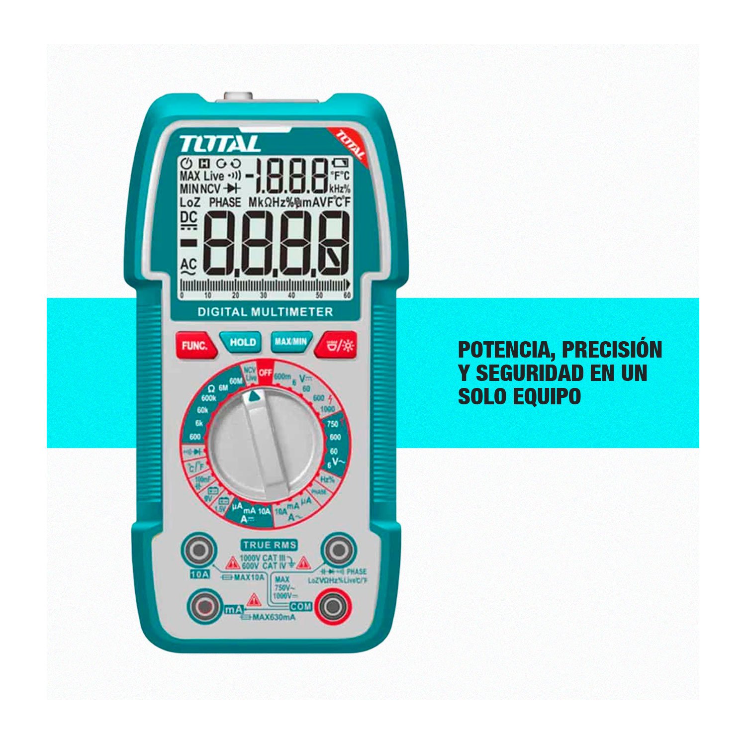 Multímetro 1000v Total + 2 Pilas Aa + Puntas De Prueba - Imagen 8