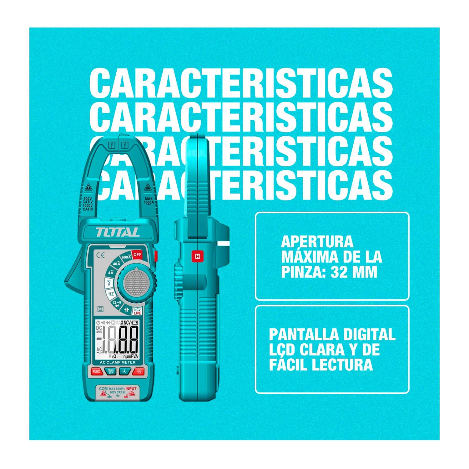 Pinza Amperimétrica Ac 600a 4000 Cuentas - Imagen 4