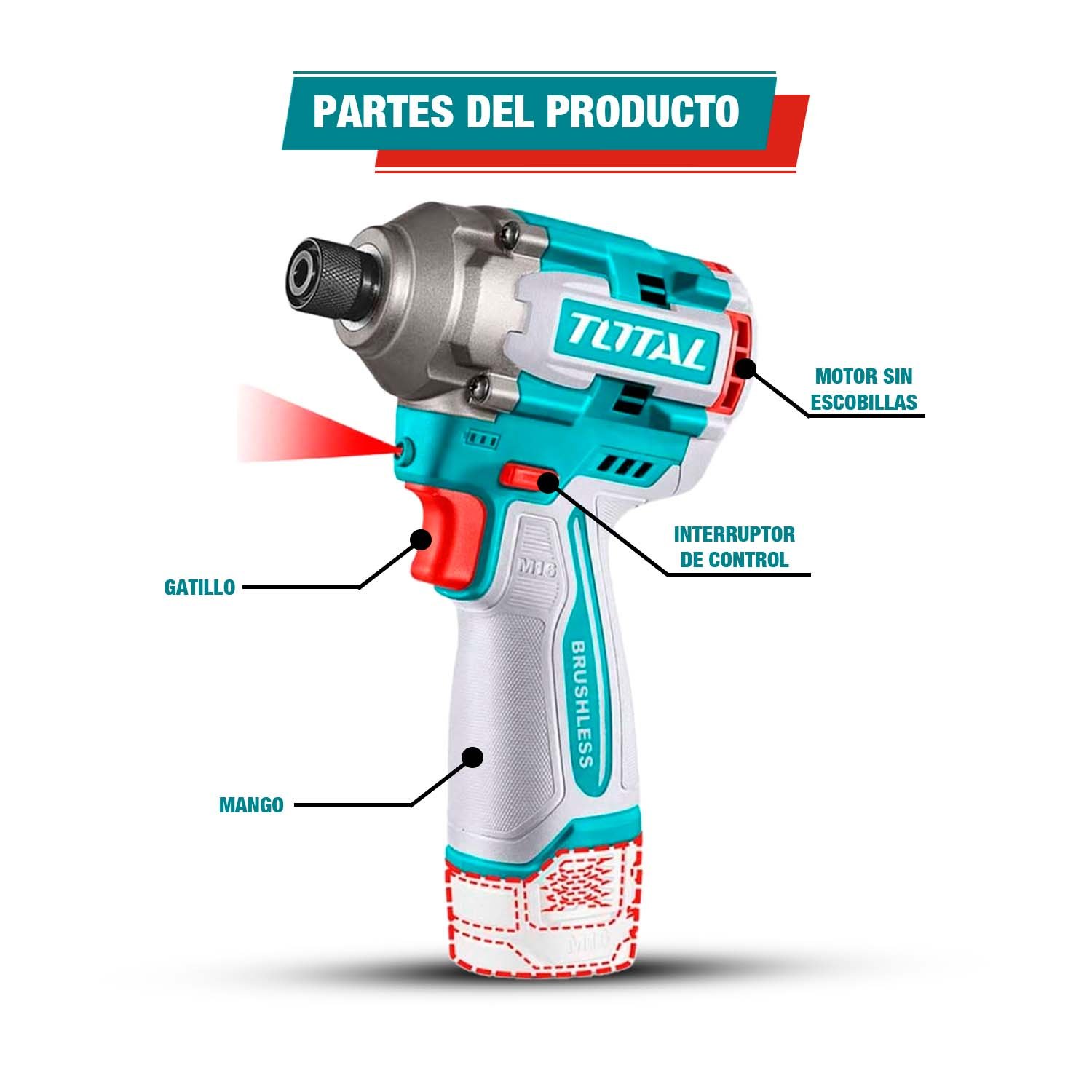 ATORNILLADOR DE IMPACTO 16V + PUNTERAS DE IMPACTO + 2 BAT BL - Imagen 4