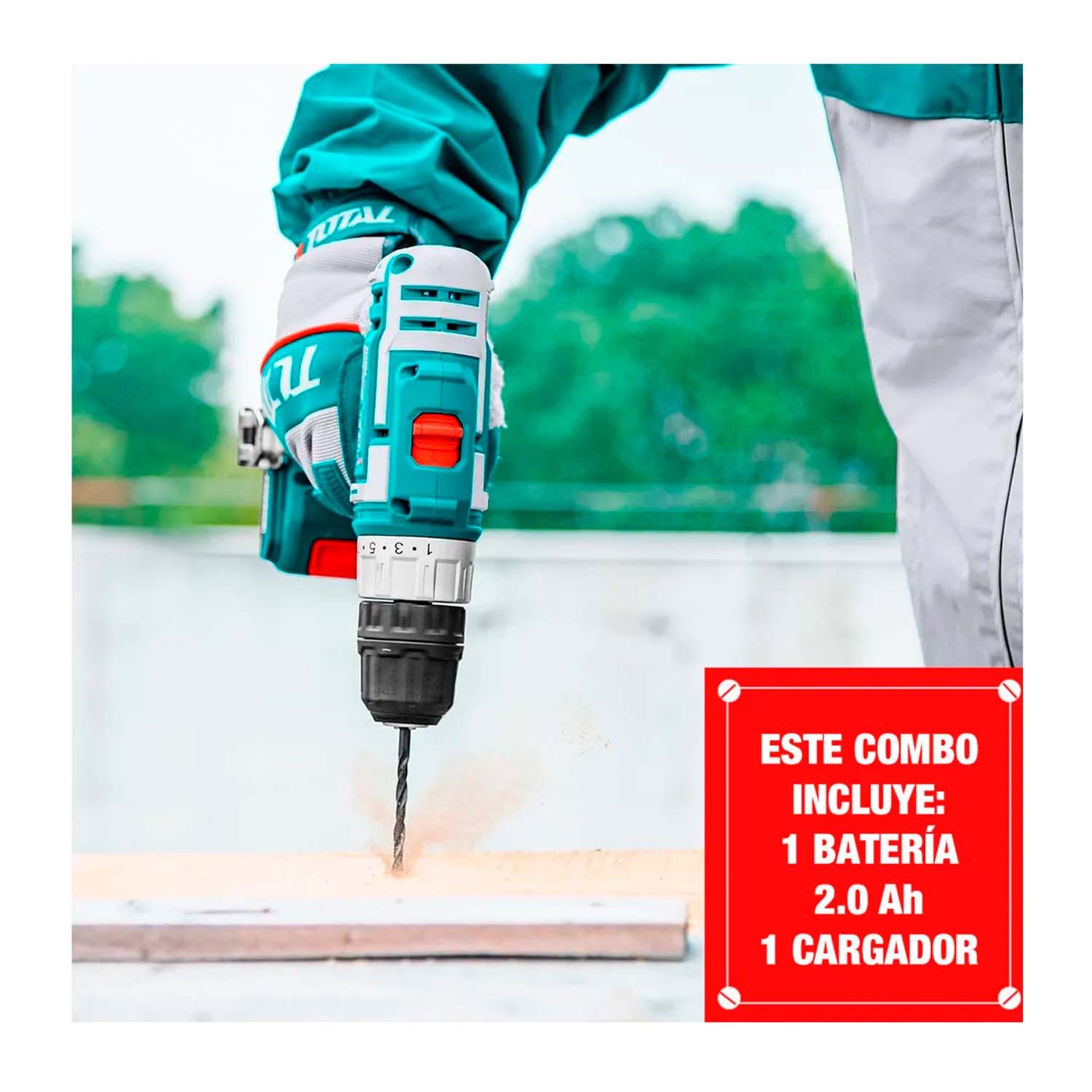 COMBO TALADRO ATORNILLADOR 45NM + SIERRA CALADORA 800W TOTAL TURQUESA 50 HZ / 60HZ - Imagen 2