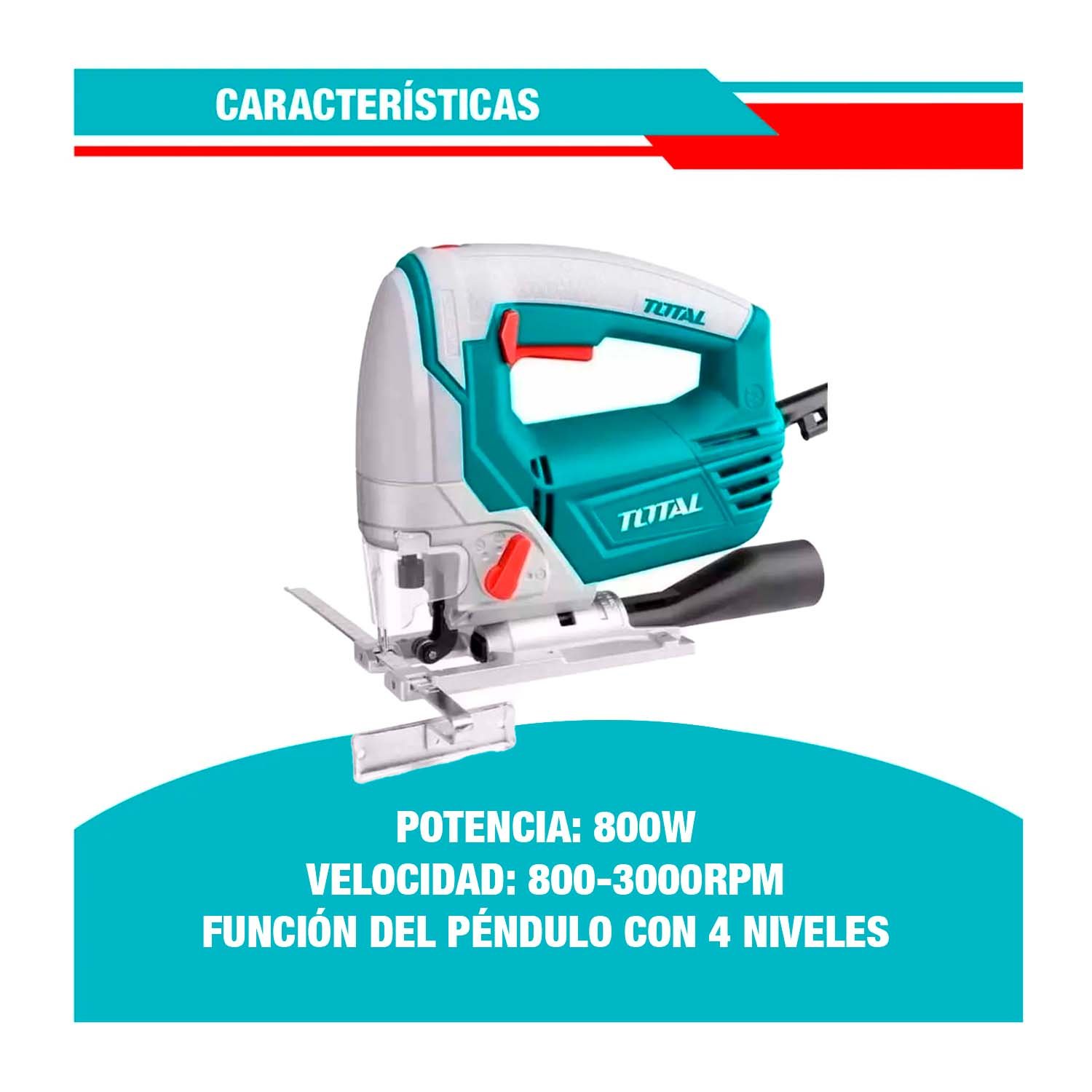 COMBO TALADRO ATORNILLADOR 45NM + SIERRA CALADORA 800W TOTAL TURQUESA 50 HZ / 60HZ - Imagen 5