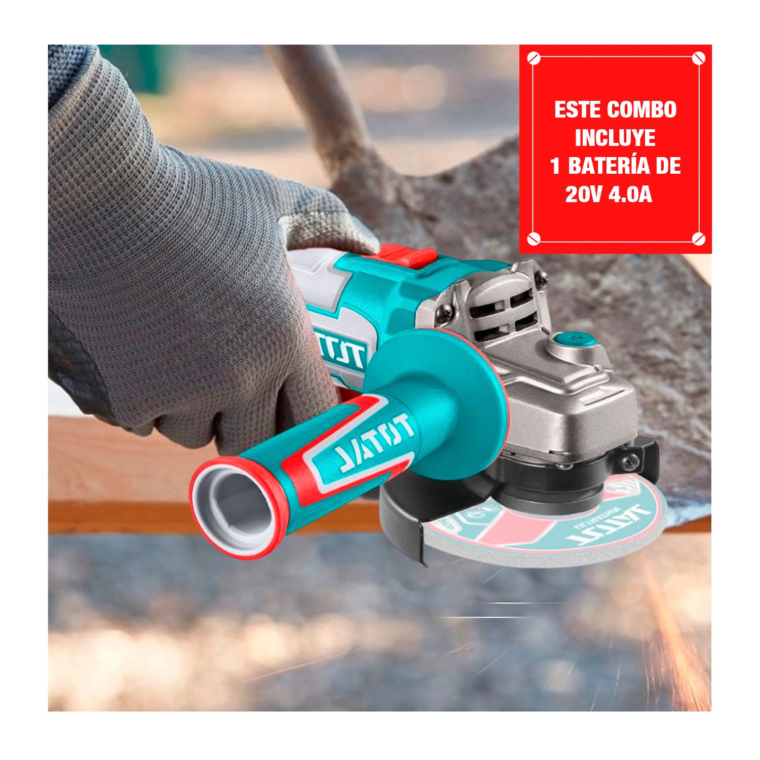 AMOLADORA INALÁMBRICA + 1 BAT 4AH + SOPORTE AMOLADOR AZUL PETRÓLEO - Imagen 2