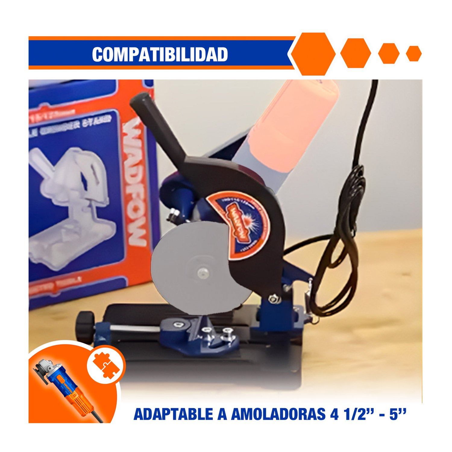 AMOLADORA INALÁMBRICA + 1 BAT 4AH + SOPORTE AMOLADOR AZUL PETRÓLEO - Imagen 5