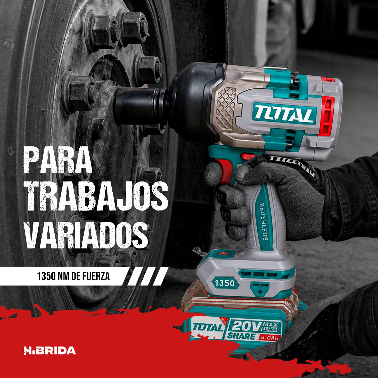 Llave de Impacto 1350Nm 3/4'' Brushless TOTAL - TIWLI201351 - Imagen 4