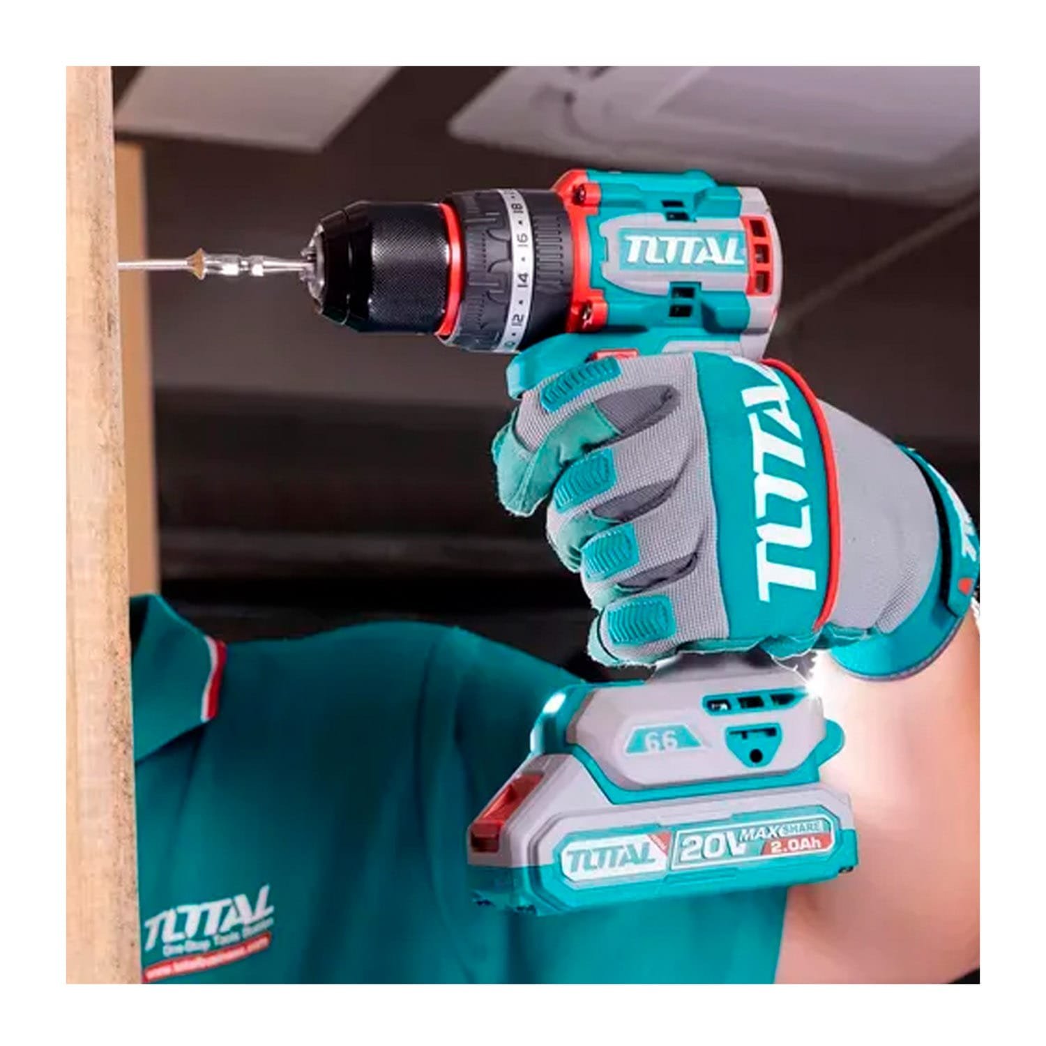 TALADRO INALÁMBRICO +AMOLADORA 20V + ROTOMARTILLO TOTAL 2BATS - Imagen 3