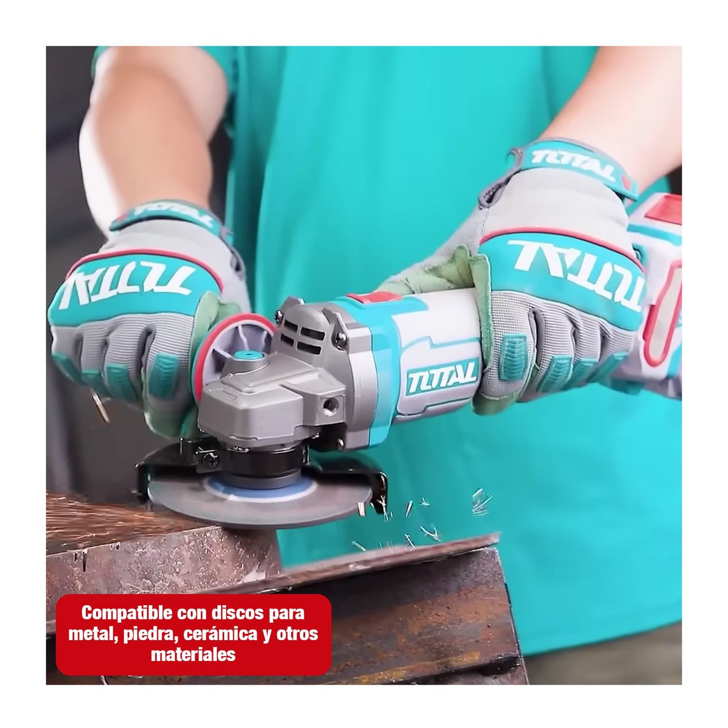 TALADRO INALÁMBRICO +AMOLADORA 20V + ROTOMARTILLO TOTAL 2BATS - Imagen 8